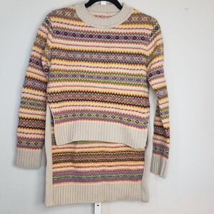 STELLA MCCARTNEY SWEATER INTARSIA FAIR ISLE WOOL HIGH LOW TOP Sz 34 EU